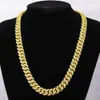 18k Guldfinish Iced Out Hip Hop CZ Miami 10mm Spike Cuban Chain Link Necklace