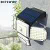 Kontroll Blitzwolf Bwolt6 4 Huvud Solar Sensor Wall Light Smart Pir Motion Sensor Control LED Solar Lamp IP65 Vattentät utomhusbelysning