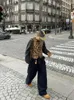Coletes femininas leopardo impressão colete para mulheres casual clipe de papel sem mangas solto feminino colete 2024 sping moda v-pescoço senhora streetwear