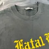 Vintage tees tişörtler erkek gömlek sarı harfler basılmış bize boyut saf pamuklu tişörtler gerçek resimler 24ss