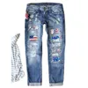 2024 Nya Summer Street Trendsetter American Independence Day Flag denim Rippade byxor