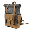 Rucksack Retro gewachste Leinwand Männer Tasche große verschleißfeste Outdoor-Reiserucksack wasserdicht Tagesrucksäcke Arbeit Computer Schultaschen