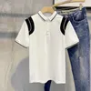 Men's Polos Clothes Black With Collar Male Tee Shirts Striped Polo T-shirt In Streetwear Ordinary Top Quick-drying