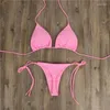 Mulheres Swimwear Verão Sexy Cor Sólida Conjuntos de Biquíni Mulheres Laço Lado G-String Thong Maiô Feminino Bandage Terno de Banho