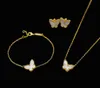 Naszyjnik Projektant bransoletki VAF 18K Gold Fashion Classic Sweet 4four Leaf Clover Butterfly Bransoletę Zestaw biżuterii dla S925 Srebrna van Women8082168