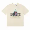 Summer Collection Rhude Tshirt Oversize Heavy Fabric Couple Dress Top Quality t Shirt Y13L