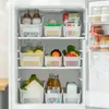 Garrafas de armazenamento de plástico para geladeira, tipo gaveta, transparente, organizador de alimentos, caixa destacável, economia de espaço, casa