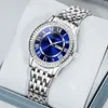 Taxau Original Blue Watch for النساء الفولاذ المقاوم للمقاومة للماء الساعات السيدات الفاخرة