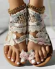 Sandales pour femmes, motif Floral, bout ajouré, dentelle, fleur, Style romain, chaussures plates ouvertes