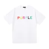 Luxur T-shirt pour hommes 23ss Printemps / été Mode Violet Marque Lettre Coloré Imprimé Hip Hop Hommes et Femmes Casual T-shirt à manches courtes