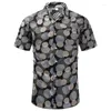 Erkekler Sıradan Gömlek Soyut Dairesel Yansıma Gömlek 3D Baskılı Hawai Moda Giyim Komik Y2K Üstleri Yakel Bluz