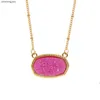 4e0s Pendant Necklaces Resin Oval Druzy Necklace Gold Color Chain Drusy Hexagon Style Luxury Designer Brand Fashion Jewelry for Womenpendant