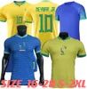 2023 2024 Brazilië Voetbal Jersey Marcelo Pele Paqueta Neres Coutinho Firmino Jezus 22 23 Brazilië Voetbalshirt Kids Kit mannen Vrouwen