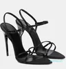 Brands Summer Luxury Clara Sandals Shoes Silk Satin Pointed-toe Women Stiletto Heels Lady Party Wedding Gladiator Sandalias Green Black Pink