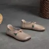 Sapatos casuais femininos dedo do pé quadrado plano couro genuíno sola macia bombas confortáveis moda francês deslizamento mocassins costurados