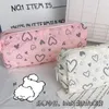 Cosmetic Bags Heart Print Zipper Soft Pillow Storage Bag High Capacity Pencil Case Students Korean Casual Makeup For Women