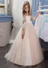 Girl039s Dresses Lace Wedding Dress For Kids Long Sleeve Tulle Ball Gown Floral Girl White Princess Little Bride With Court Tra4831954