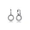 Boucles d'oreilles créoles en argent Sterling 925 véritable, Double scintillantes pour femmes, bijoux de fête de mariage, cadeau pour filles, vente en gros, E188