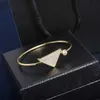 2024 TT Diamond Gold Silver Bangle Pulsera para mujer Aleación Triángulo No Thin Pulsera de acero inoxidable Fiesta Joyería de boda para damas Regalo 6S9J