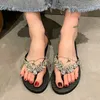 شرائح HBP غير العلامة التجارية المضادة للانزلاق الصنادل السميكة الصيف Summer Eva Slippers سلسلة Rhinestone Flop Flops for Woman