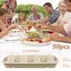 Plates 50Pcs Taco Reusable 3 Compartments Serving Stackable Tray Holder No Mess Keeps Your