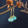 Dangle Oorbellen Lente en Zomer Mode Vintage Blauwe Cloisonne Drop Natuurstenen Etnische sieraden voor vrouwen