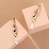 Boucles d'oreilles pendantes pour femmes, Vintage, créatif, Simple, longs glands, pierre naturelle, perle, bijoux à la mode, jolis accessoires, 2024