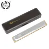 Instrumenten M MBAT Gouden/Zilveren mondharmonica 28 gaten C-toon Chromatische polyfonie Breed muziekbereik Mondharmonica Blaasinstrument Doedelzakgereedschap