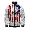 Erkek Ceketler ABD Amerikan Bayrak Deseni 3D Ceket Erkekler Kadın Harajuku Hip Hop Style Coat Sıras Stand Yakası fermuar Sweatshirt
