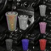 Bling Rhinestones Plast Tumbler Cup med locket Sparkling Diamond Straw Water Bottle Car Coffee Cup Mug 450 ml 240327