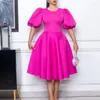 Roupas étnicas Mulheres Elegante Vestido de Festa O Pescoço Curto Lanterna Mangas Plissadas Uma Linha Cintura Alta Africano Elegante Primavera Vestidos de Moda Evento