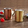 Mugs 304 Stainless Steel Shiny Coffee Cup Gold Plated Copper Mug Single Layer Water Gargle Gift Camping Supplies