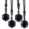 Obsidian Kolye Enerji Taşı Obsidian altı sivri yıldız kolye erkek ve kadın kazak zinciri takılar