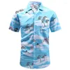 Erkekler Sıradan Gömlek Soyut Dairesel Yansıma Gömlek 3D Baskılı Hawai Moda Giyim Komik Y2K Üstleri Yakel Bluz