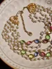 Colliers pendentifs Collier de perles de verre multicouche en cristal multicolore