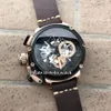 Lewa pod ręka 50 mm U-51 U51 Chimera Bronze 7474 szkielet czarny kwarc Chronograf Męs