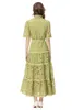 Women's Runway Dresses Stand Collar Short Sleeves Embroidery Hollow Out High Street Elegant Designer Mid Vestidos