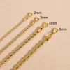 Dainty 14k Yellow Gold Rope Chain Necklaces for Women Men,Chic Twisted Collar, Waterproof Link 2/3/4/5mm Width