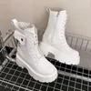 HBP Non-Brand Frauen Schuh Stiefeletten Warme Plüsch Winter Schuhe 9CM Versteckte Absätze Chunky Stiefel Plattform Leder Motorrad Schuhe Frau Botas Mujer