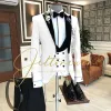 Kostymer skräddarsydda Bourgogne Black Velvet Lapel Suits For Men Groom Tuxedo 3 Piece Wedding Mens Suit Terno Masculino Jacket+Pant+Vest