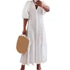 Casual jurken Damesjurk Elegante plus size maxi met ruches Detail V-hals A-lijn silhouet voor zomerstrandoutfit