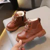 Boots Autumn Winter Kids Short For Boys Britain Style Fashion Barn Girls Läder Toddler Shoes 2024 Casual Retro