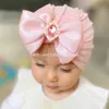 Diamant strik Baby meisje hoed katoen roze mutsen voor pasgeboren Headwrap baby grote boog tulband motorkap Bebes peuter Indiase boog hoed