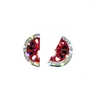 Stud Earrings Asymmetry Watermelon Jewelry Womens Party Silver-plated Cute