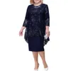 New Dress Large Womens Evening Lace Embroidered Two Piece Set Temperament Commuter Slim Fit