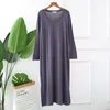 Women's Sleepwear Spring Autumn Ladies Nightgowns Lounge Wear Women Causal V Neck Long Sleeve Sleepshirt Loose Modal Nightwear Dress