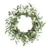 Decorative Flowers Artificial Eucalyptus Wreath Garland Ornament Adornment Spring Green Leaf For Patio Living Room Wedding Door Wall