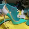 Elbise ayakkabıları altın parıltı patchwork sivri uçlu nane mavi deri 12cm stiletto topuklu pompalar sığ kutlama