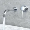 Bathroom Sink Faucets Chrome Polished Wall Mounted Basin Faucet Brass Single Handle Tap & Cold Water Bathtub Wash Mixer