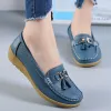 Laarzen platschoenen vrouwen echte lederen mode casual superster dames loafers fringe solide vrouwelijke schoen zachte plus size 4244